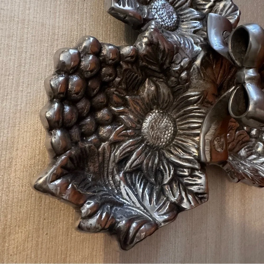 Decorative Silver Sunflower Triple Dish